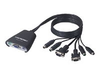 Device Type - KVM switch , Enclosure Type - External , Built-in Devices - Led panel , Ports Qty - 2 , Connectivity Technology - Wired , Status Indicators - Select , KVM Local Users Qty - 1 local user , Max Resolution - 2048 x 1536 @ 65 Hz , Interfaces - 2 x display / video - VGA - 15 pin HD D-Sub (HD-15)   2 x keyboard - generic - 6 pin mini-DIN (PS/2 style)   2 x mouse - generic - 6 pin mini-DIN (PS/2 style) , Connections - 1 x display / video - VGA - 15 pin HD D-Sub (HD-15)   1 x keyboard - generic - 6 pin mini-DIN (PS/2 style)   1 x mouse - generic - 6 pin mini-DIN (PS/2 style) , Cables Included - 2 x keyboard / mouse / video cable - 2.4 m , Service &amp; Support - 3 years warranty ,