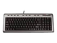 Device Type - Keyboard , Form Factor - External , Width - 42.3 cm , Depth - 19.1 cm , Height - 3.2 cm , Weight - 0.9 kg , Localisation - English , Compatibility - PC , Connectivity Technology - Wired , Interface - PS/2, USB , Connections - 1 x keyboard - generic - 6 pin mini-DIN (PS/2 style)   1 x USB - 4 PIN USB Type A , Service &amp; Support - 2 years warranty ,