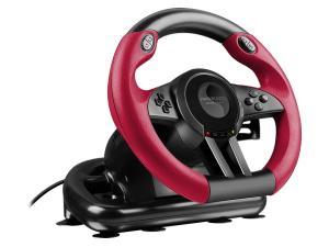 SPEEDLINK Trailblazer Vibration Effect Racing Wheel with Pedals for PlayStation PS4 and PS3/PC, Black / Red