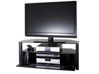 Alphason Ambri Black Glass 3 Tier LCD TV Stand With Drop Down Glass Front for up 55quot TVs