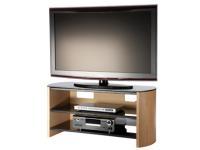 Alphason Finewoods Light Oak 3 Tier LCD TV Stand With Black Glass Top for up 50quot TVs