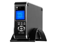 Icy Box 35quot Black Aluminium SATA Media Player Enclosure with LCD Display USB