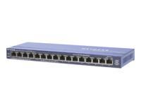 Netgear FS116PEU ProSafe 16 port Fast Desktop Switch with Power over Ethernet PoE 16 x 10100 auto sensing auto uplink LAN ports 8 support8023af PoE