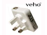 Novatech USB to UK Mains Plug Adaptor ipod iphone MP3 Charge or Use Direct WHITE