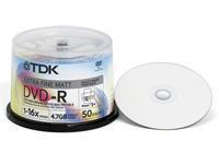 TDK 47GB 16x DVDR Inkjet Printable 50 Pack