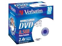 Verbatim Verbatim 43517 DVD+R 2.4x Dual Layer Print 10pk Jewel Cased