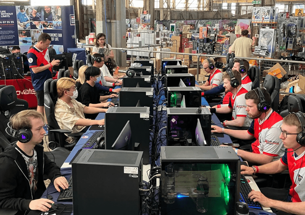 Royal Navy esports Team playing on Reign Scout Gaming PCs at Rapture Gaming Festival
