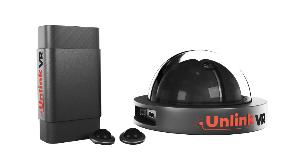 Unlink-VR's laser transmitter, receivers and hub