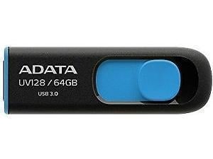 ADATA UV128 - 64GB USB 3.0 Retractable Flash Drive - Black/Blue