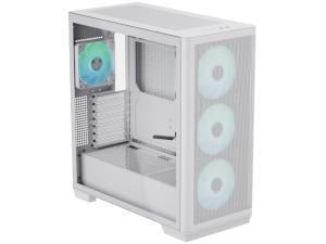APNX C1 Mid-Tower ATX White PC Case, 4 Included High Airflow APNX FP1 ARGB Fans, up to 11 Total Fan Slots, Top and Side 360mm Liquid Cooler Support, 5-Port PWM ARGB Control Hub