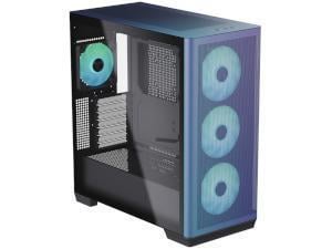 APNX C1 Mid-Tower ATX ChromaFlair PC Case, 4 Included High Airflow FP1 ARGB Fans, up to 11 Total Fan Slots, Top and Side 360mm Liquid Cooler Support, 5-Port PWM ARGB Control Hub