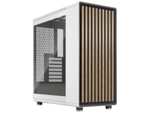 Fractal Design North Chalk White Tempered Glass Clear - Wood Oak front - Glass side panel - Two 140mm Aspect PWM fans included - Type C USB - ATX Airflow Mid Tower PC Gaming Case