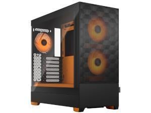 Fractal Design Pop Air RGB Orange Core - Tempered Glass Clear Tint - Honeycomb Mesh Front – TG side panel - Three 120 mm Aspect 12 RGB fans included – ATX High Airflow Mid Tower PC Gaming Case