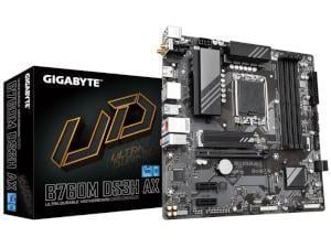 Gigabyte B760M DS3H AX Motherboard - Supports Intel Core 14th Gen CPUs, 6+2+1 Phases Digital VRM, up to 7600MHz DDR5 (OC), 2xPCIe 4.0 M.2, Wi-Fi 6E, 2.5GbE LAN, USB 3.2 Gen 2