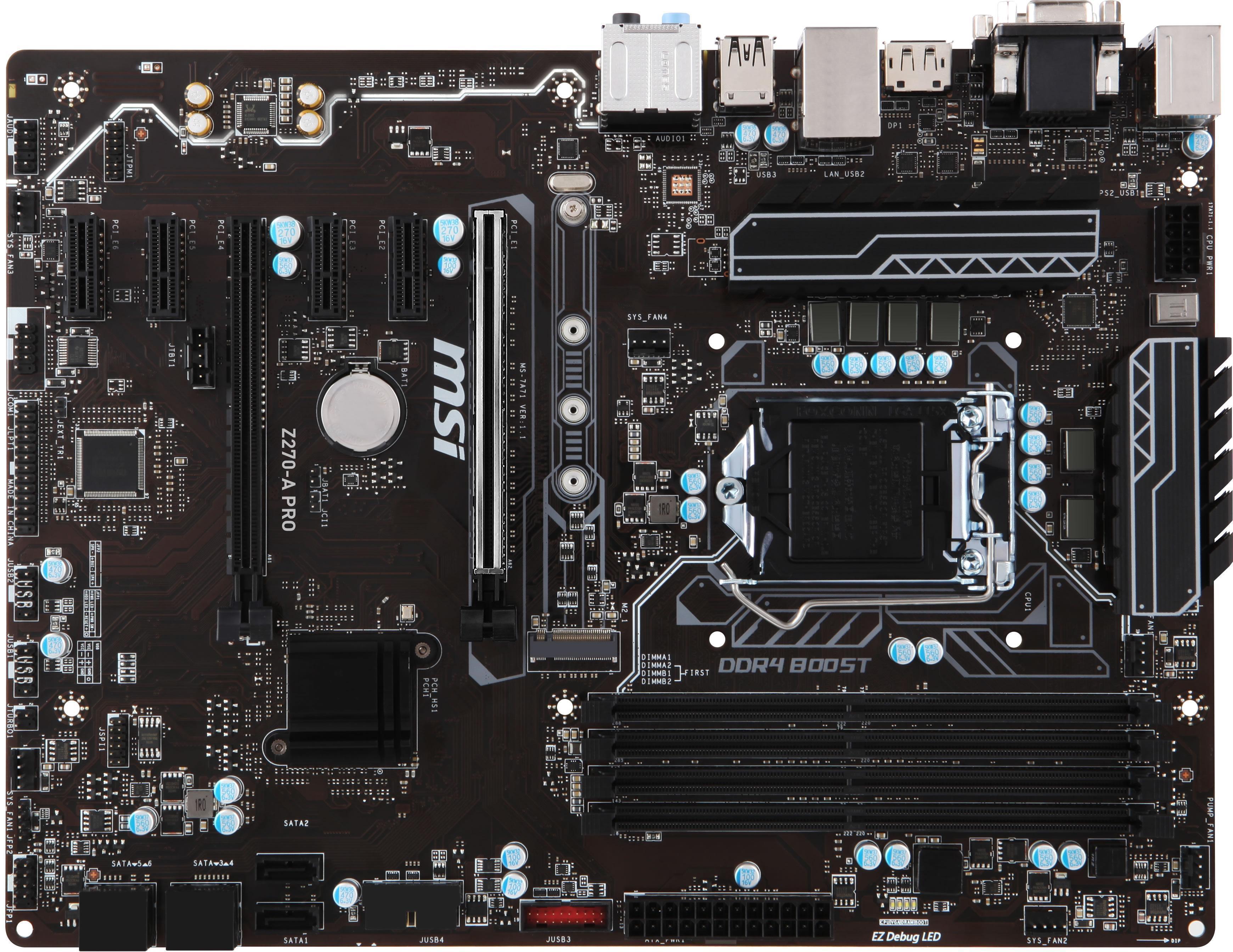 MSI Z270 A PRO Intel Z270 Socket 1151 Motherboard | Z270 A PRO | Novatech