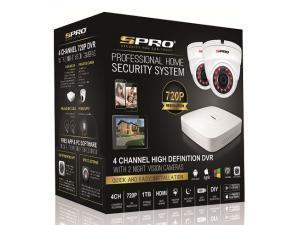 SPRO BOX1 CCTV Kit - 4 Channel 720p DVR, 1TB HDD, 2 x 720p IR Dome Cameras, 2 x 20m RG59 Cables