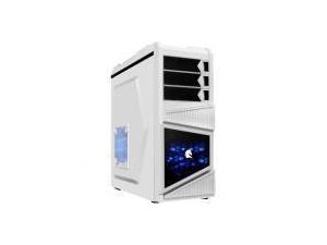 Defender Mid-Tower Case - White with Blue LED Fan- No PSU
