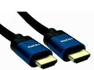 2m 8K HDMI 2.1 cable, Black braid, Blue metal hood