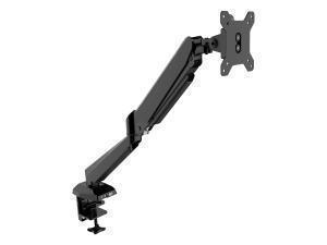 Novatech 15inch-27inch Single Monitor Ports Integrated Arm Mount - Clamp/Grommet - Gas Spring - Black