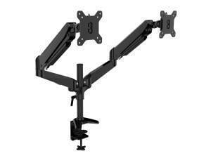 Novatech 15inch-27inch Dual Monitors Arm Mount - Clamp/Grommet - Gas Spring - Black