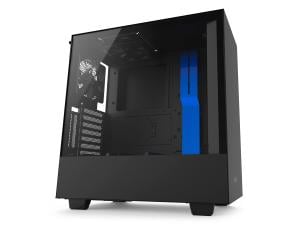 NZXT H500i Matte Black and Blue Compact Mid-Tower Case with Tempered Glass - Smart Control
