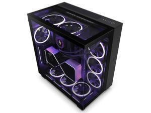 NZXT H9 Elite CM-H91EB-01 - Dual-Chamber ATX Mid-Tower PC Gaming Case Includes 3 x 120mm F120 RGB Duo Fans with Controller Glass Front, Top & Side Panels 360mm Radiator Support Cable Management Black