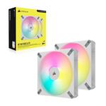 Corsair AF140 RGB ELITE White PWM 140mm Twin Fan Pack with Lighting Node CORE