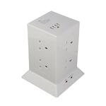 Lindy 8-Way UK Mains Power Extension with 4 x USB Type A Ports, White