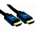 2m 8K HDMI 2.1 cable, Black braid, Blue metal hood