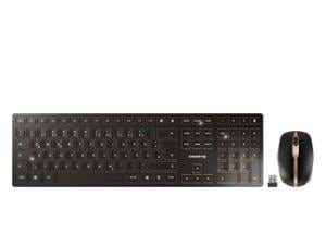 CHERRY DW 9100 SLIM keyboard Mouse included RF Wireless plus Bluetooth QWERTY UK English Black                                                                          
