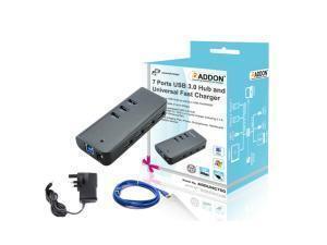 Addon ADDUHC700V2 7 Ports USB 3.0 Hub and Universal Fast Charger with UK Power Adapter