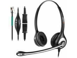 Wantek Corded Telephone Headset Dual w/Noise Cancelling Mic plus Quick Disconnect for AVAYA Aastra Allworx Adtran Alcatel Lucent AltiGen Comdial Digium Mitel Plantronic