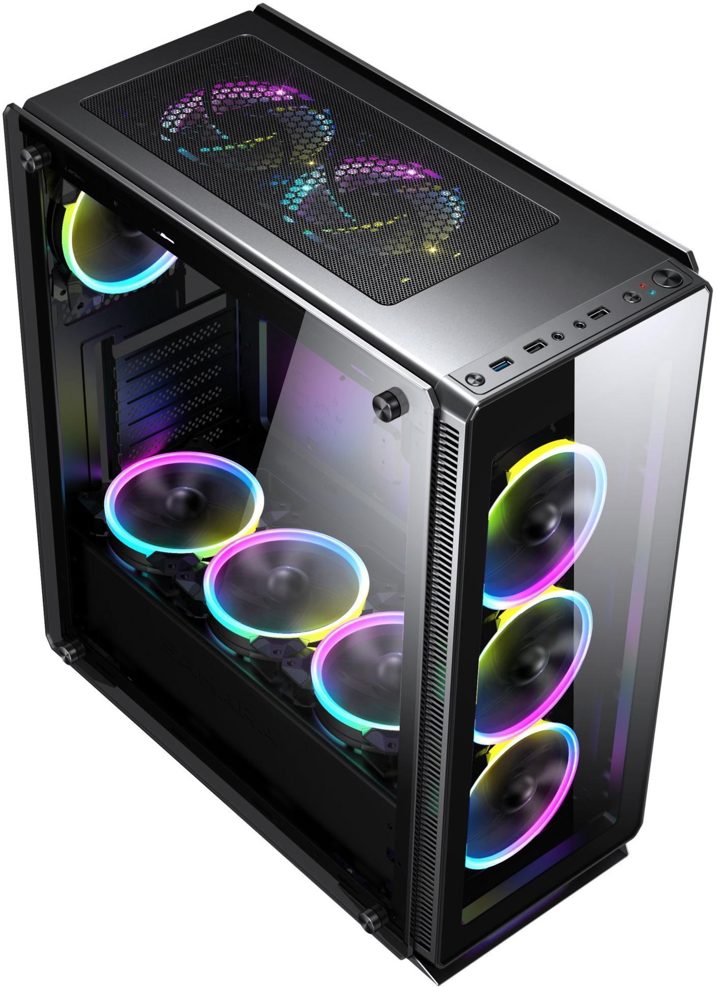 Sahara P35 SYNC Black ATX tempered glass ARGB Gaming case Novatech