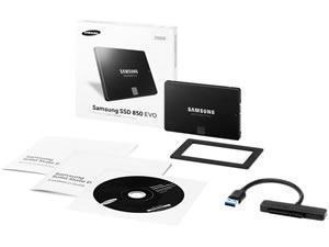 Samsung 850 Evo Basic 250GB Solid State Hard Drive 2.5inch Starter  Kit with Data Migration Software, SATA to USB3.0 cable and Spacer – Retail