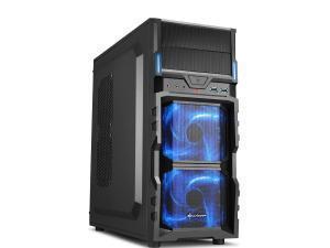 Sharkoon VG5-V Mid Tower case, Black with Blue LED Fans