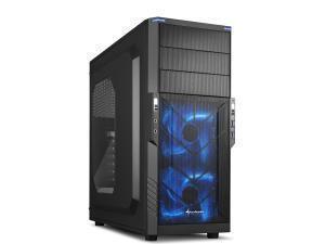 Sharkoon T3-W Mid Tower case, Black with Blue Interior/Case Fans, Windowed