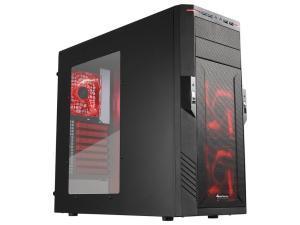 Sharkoon T28 Mid Tower case, Black and Red, Windowed