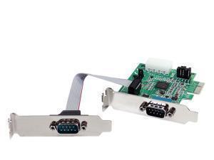 *B-stock opened box, signs of use* - StarTech.com 2 Port Low Profile Native RS232 PCI Express Serial Card with 16950 UART - 2 x 9-pin DB-9 Male RS-232 Serial